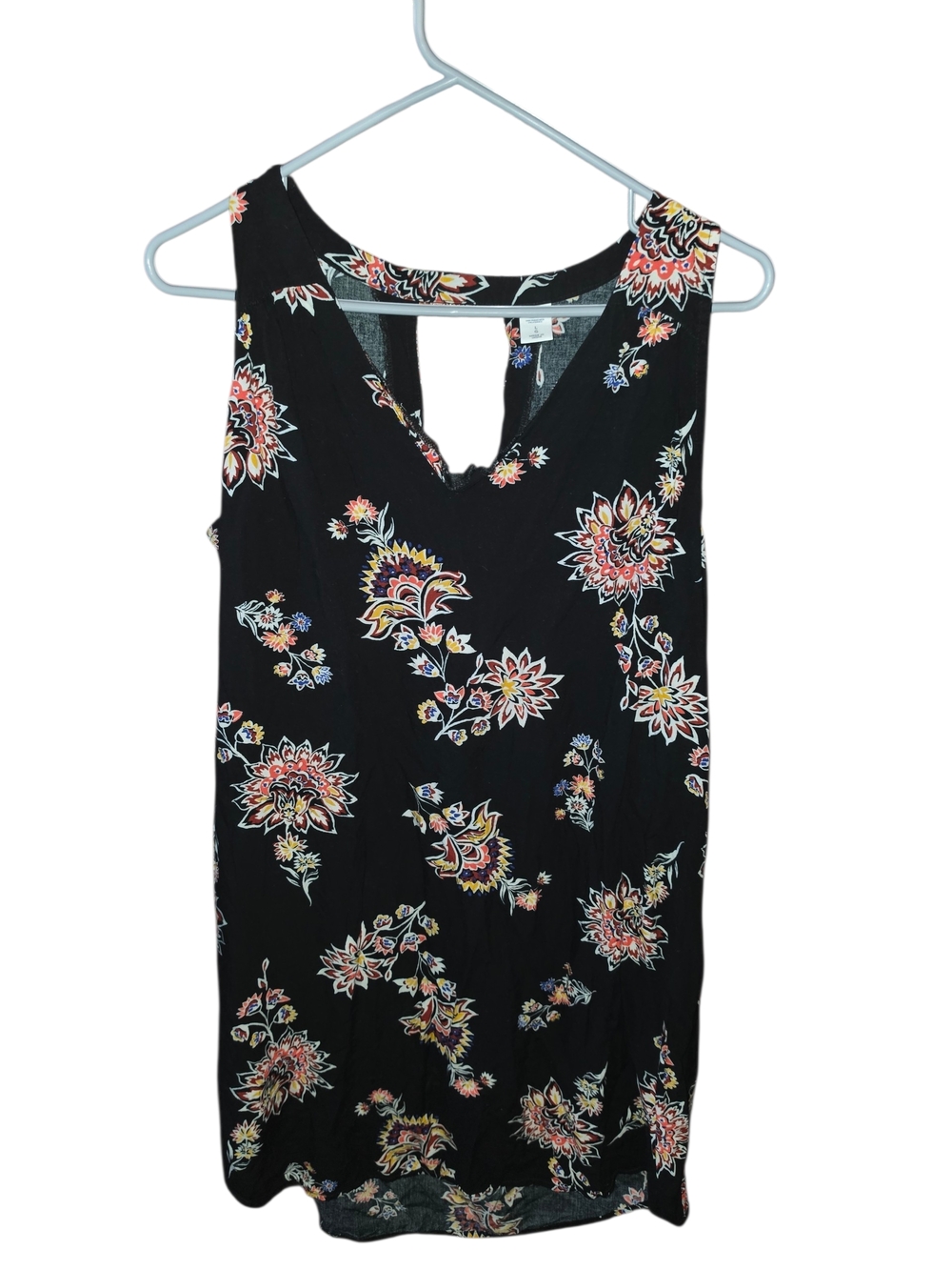 4/8/237. Old Navy Womens Black Floral V-Neck Mini Dress
